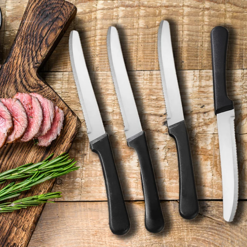 Stainless Steel Kitchen Utensils Cutlery Steak Knife Practical High Quality Plastic Handle Available In Dishwasher Knife