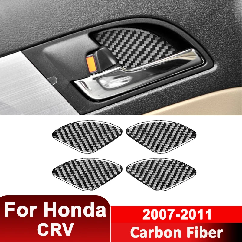 

For Honda CRV 2007-2011 Carbon Fiber 4PCS Car Door Pull Handle Ring Bowl Protective Cover Decorative Sticker Interior Parts