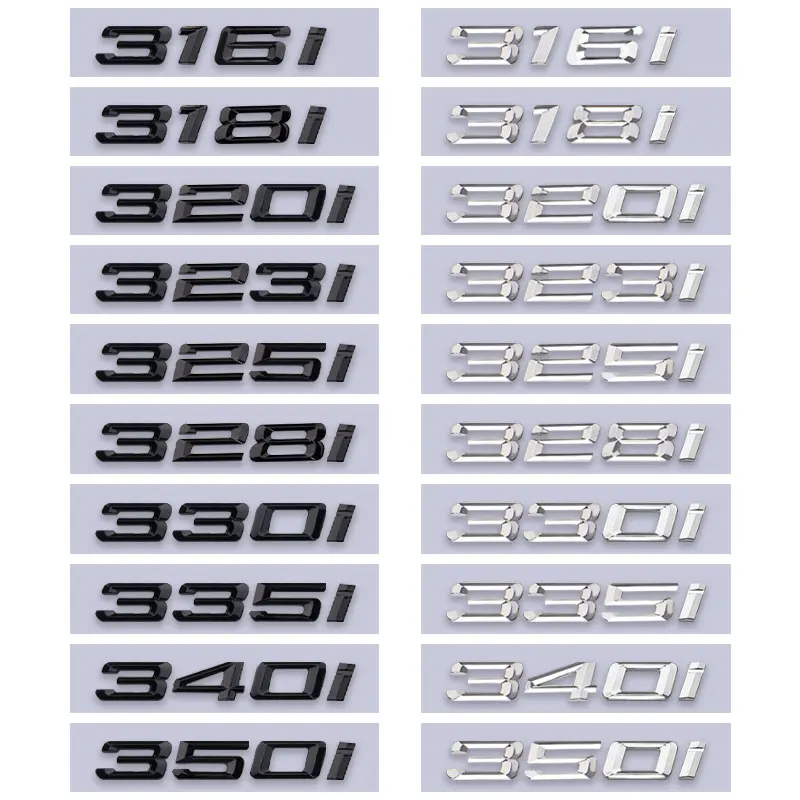 

318i 320i 325i 328i 330i 335i trunk logo car stickers for 3 5 6 series e46 e90 e60 f10 f30 e92 rear boot displacement label