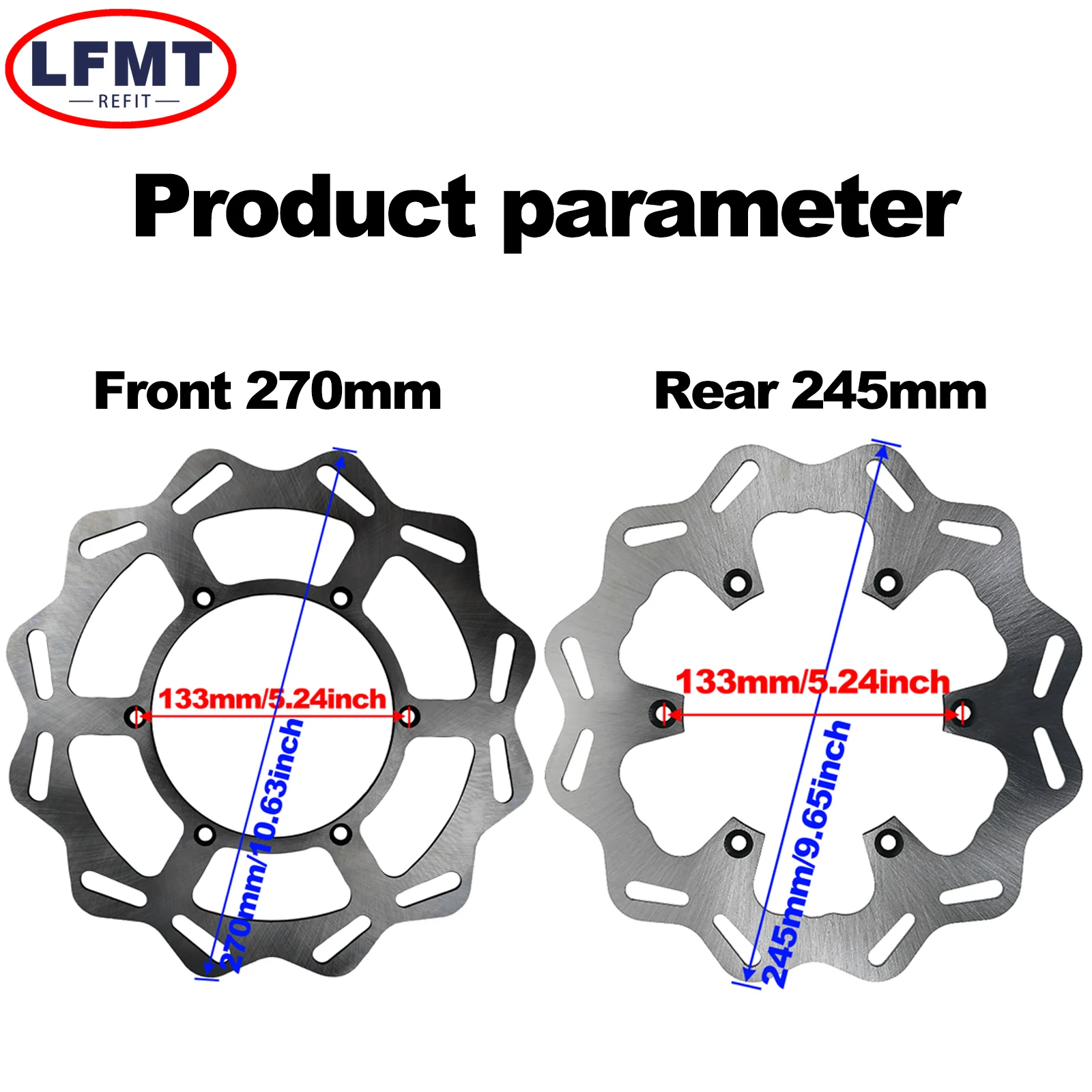 Motorcycle 245MM 270MM Front&Rear Brake Disc Steel Rotors Disk For Yamaha YZ125 YZ250 YZ250F YZ450F 250FX 450FX WR250F WR450F