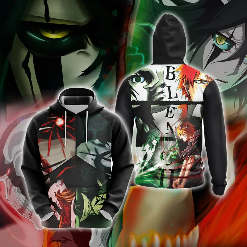 Anime Manga Bleach Kurosaki Ichigo 3D Print Long Sleeve Man Sweatshirt Harajuku Streetwear Fashion Pullover Kids Cosplay Hoodies