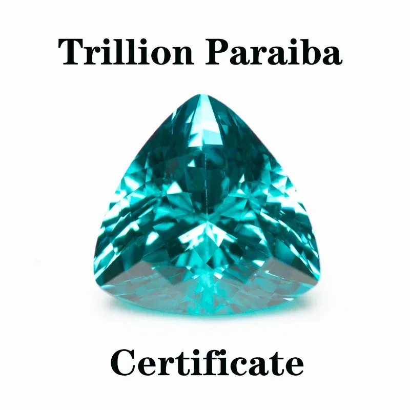 

Lab Grown Sapphire Paraiba Fat Triangle Trillion Charms Gemstone DIY Ring Necklace Earrings Main Materials AGL Certificate