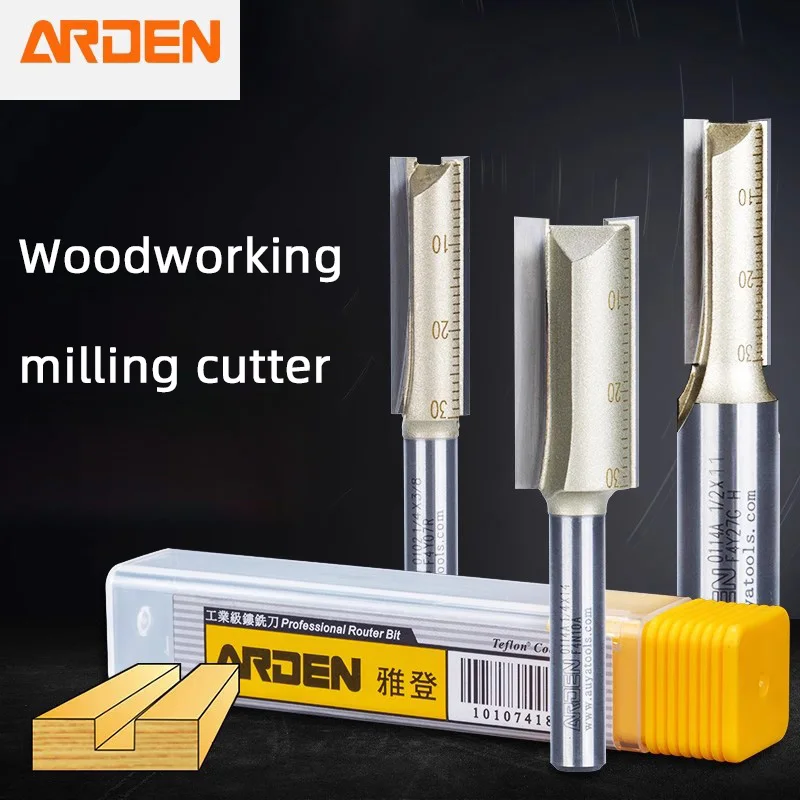 

Arden Double Flute Straight Router Bit Wood Milling Cutter 6.35mm 12.7mm Shank Woodworking Tool CNC Flush Trim Arden Router Bits