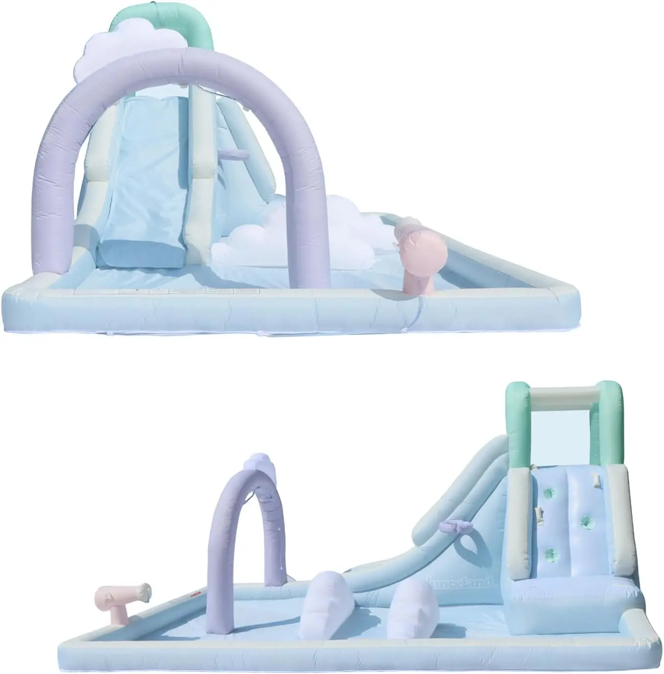 Water Slide Inflatable 14.4ft x 9.1ft x 6.8ft with Splash Pool, Water Spray, Climbing Wall, Long Slide for Outdoor Fun & Active Play for Kids