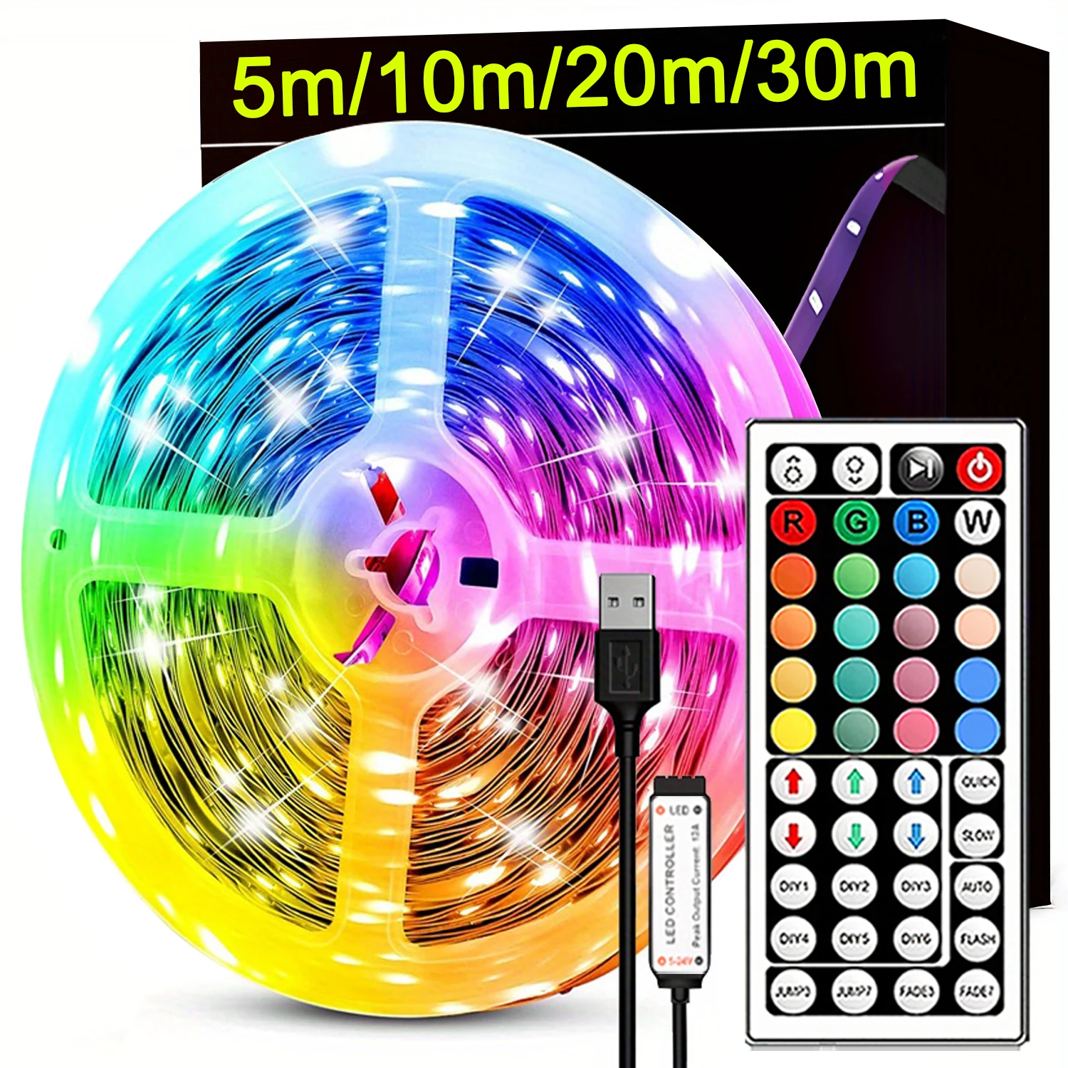 Guirlande LED USB 10m Multicolore - Flexible Avec Télécommande - Décoration Chambre