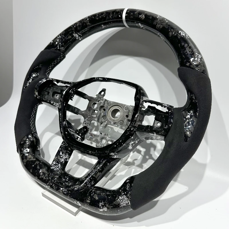 

Silver Forged Carbon Fiber Steering Wheel Easy to Install for 11th Gen Honda Civic & 6th Gen CR-V Performance Auto Parts