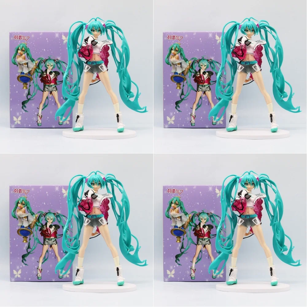 Hatsune miku anime figuras bonito 2d ação e personagens boneca dos desenhos animados ornamentos de mesa modelo presente aniversário das crianças 22cm