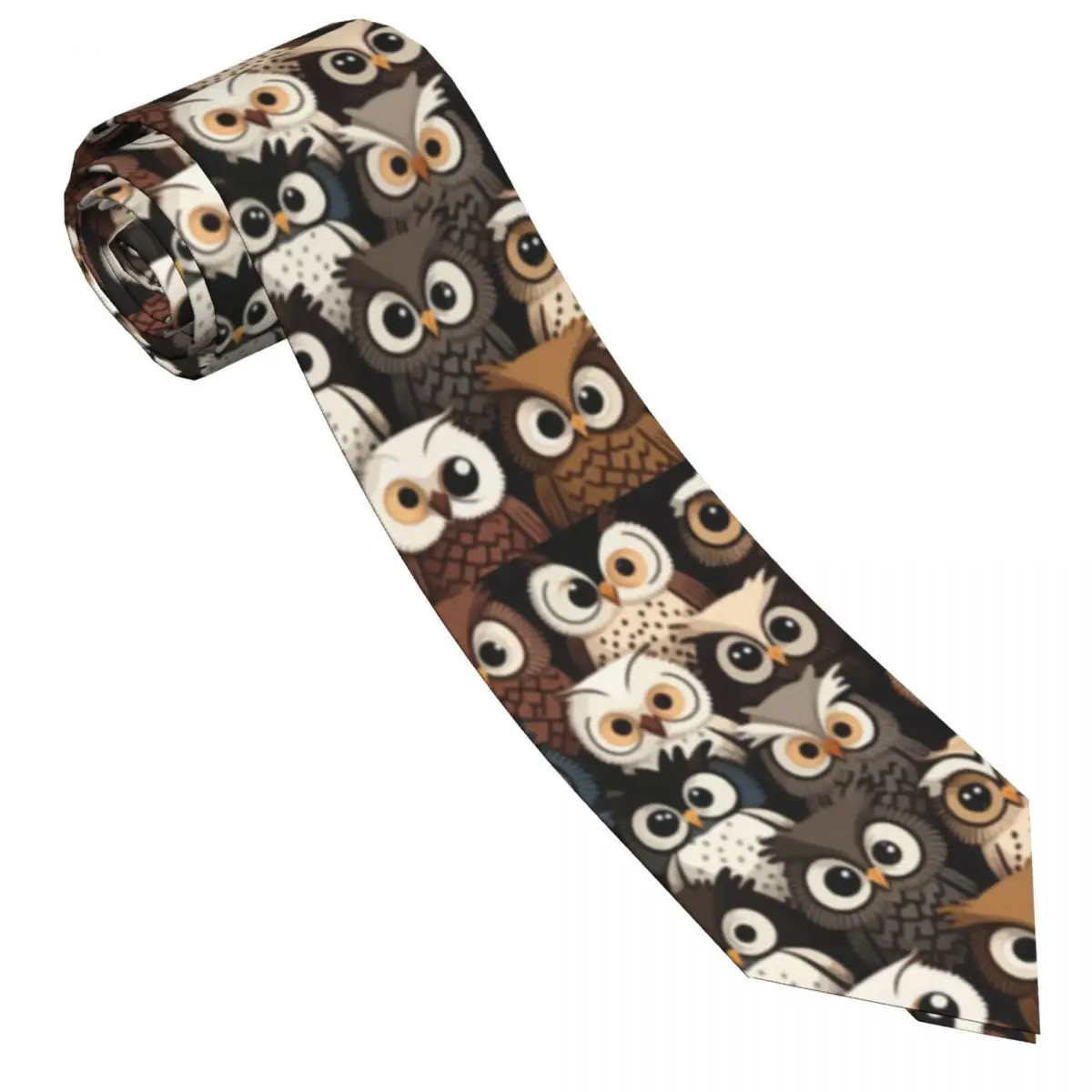 Mens Tie Slim Skinny Cute Owls Illustration Necktie Fashion Necktie Free Style Men Tie Party Wedding