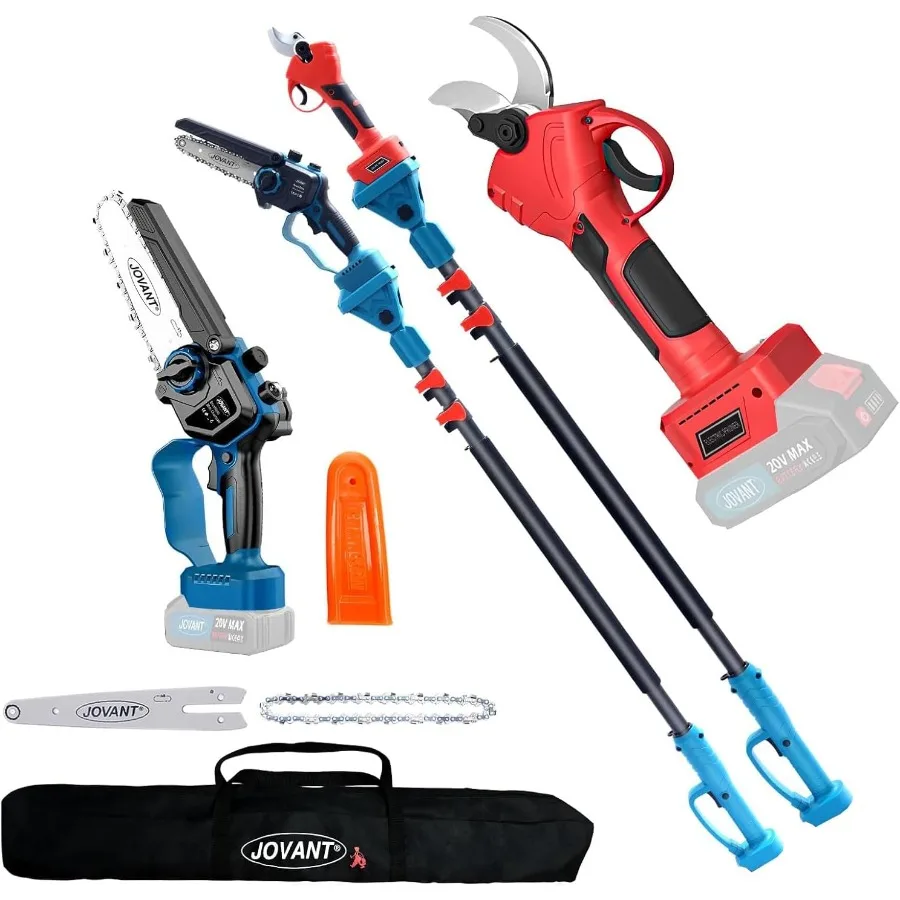 

Ножницы для обрезки полюсов 3-в-1 и пилы для обрезки деревьев с аккумуляторными электрическими инструментами для обрезки длиной 15,3 фута, совместимыми с Jo