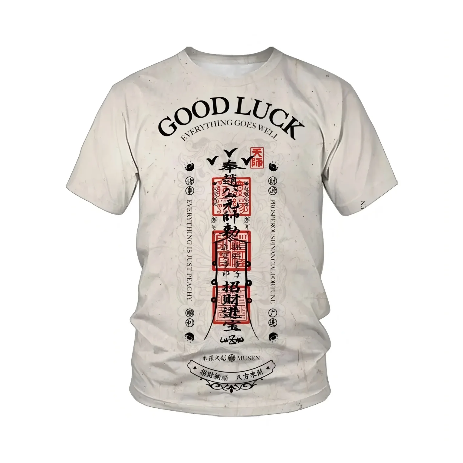 

streetwear top for men clothing 3D printed lucky letter graphic t-shirt loose casual round neck short sleeved funny t shirts men