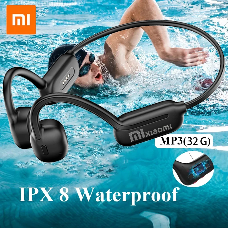 샤오미 Mijia 수영 골전도 이어폰, 블루투스 무선 IPX8 방수, 32GB MP3 플레이어, 하이파이 헤드폰, 마이크 헤드셋