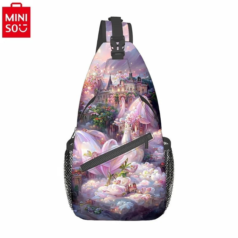 MINISO    Disney Cartoon Anime Snow White Waist Bag for Girls Sweet, Fresh, Versatile, Multi functional Storage Phone Chest Bag