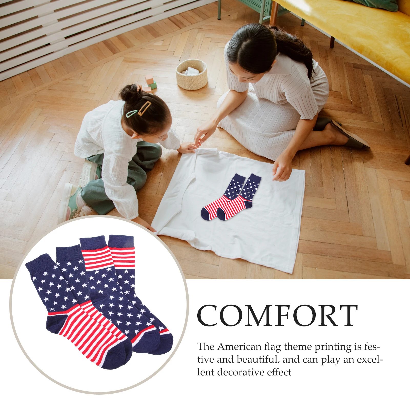 

2 Pairs American Flag Socks Cotton Long Tube Mens Womens Fashion Fun Stripe Sports Socks Groomsmen Christmas Gift Independence