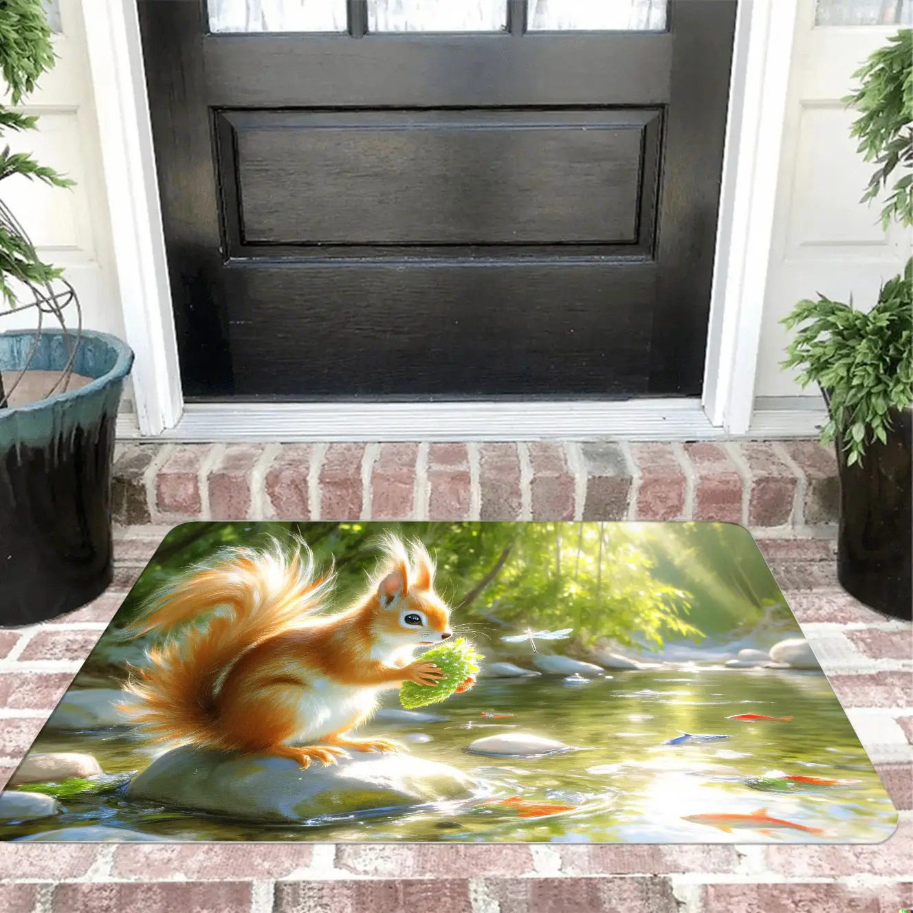 

MatMuse Squirrel & Koi Fish Soft Diatomaceous Earth Mat Floor mats Easy Care Kitchen Easy Clean Washable Hallway Fashion Mat
