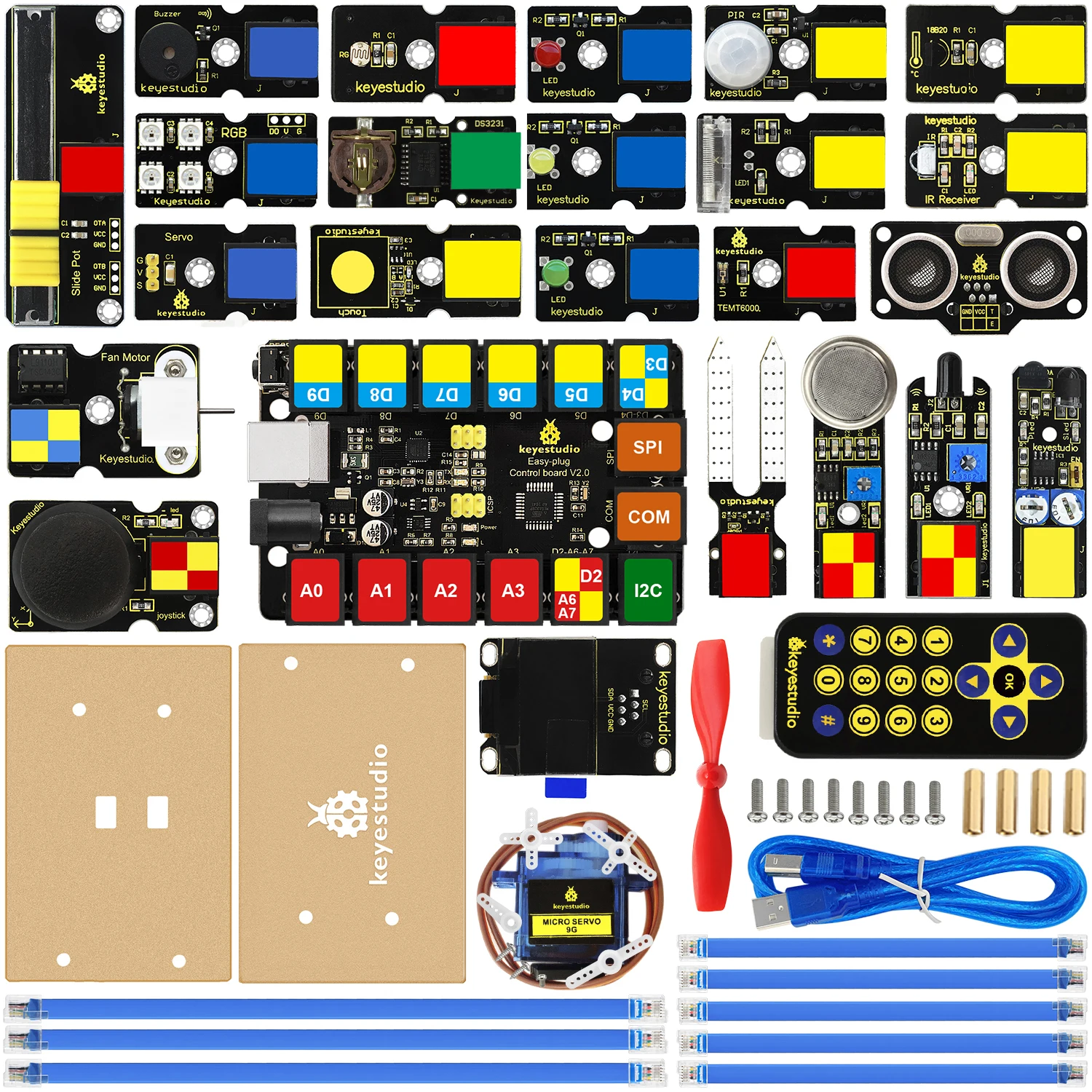 Keyestudio EASY PLUG Super Starter/Ultimate Starter Kit For Arduino STEM EDU/Compatible With Mixly Block Coding Learning Kit