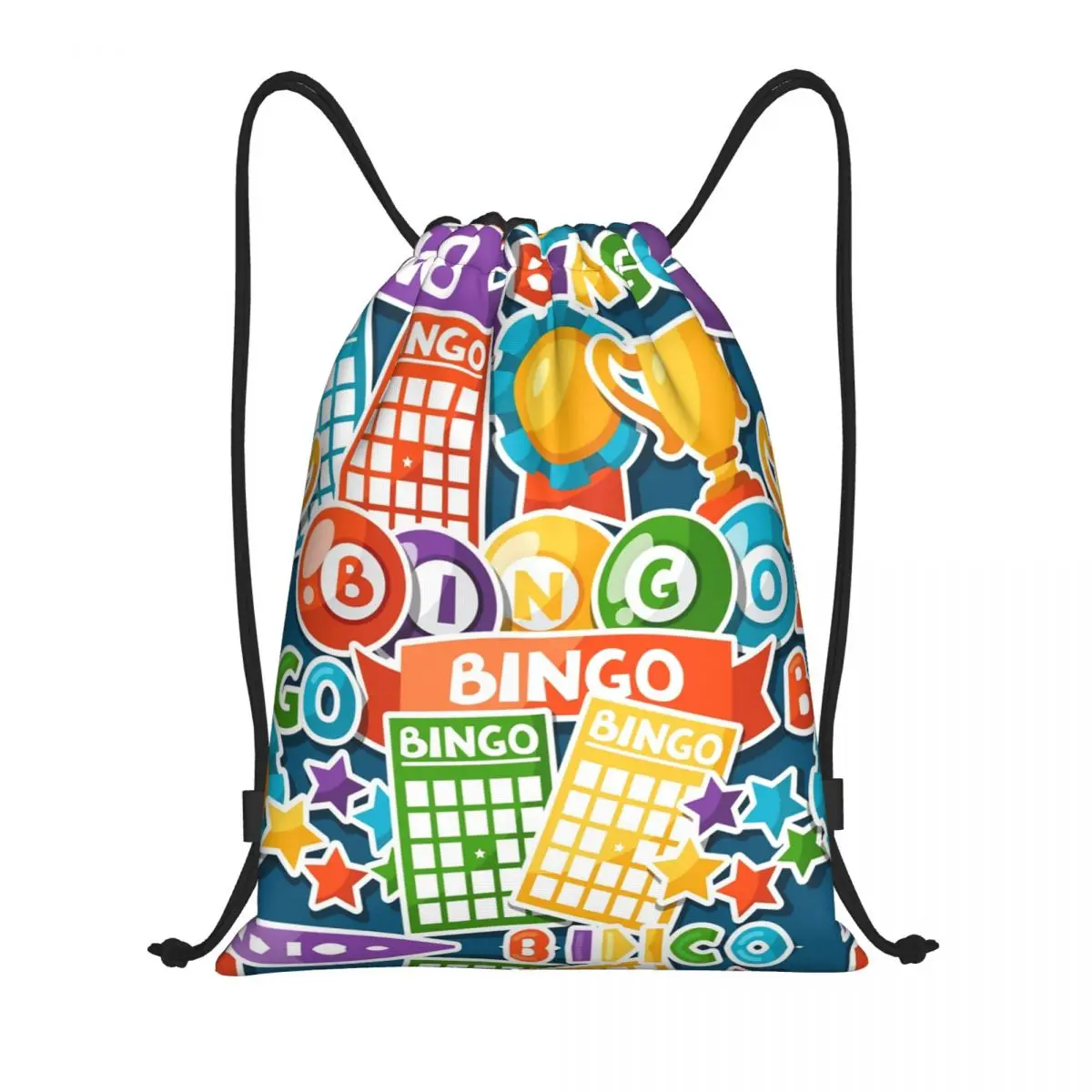 Bingo Paper Game Drawstring Bag Men Women Foldable Gym Sports Sackpack Shopping Storage Backpacks