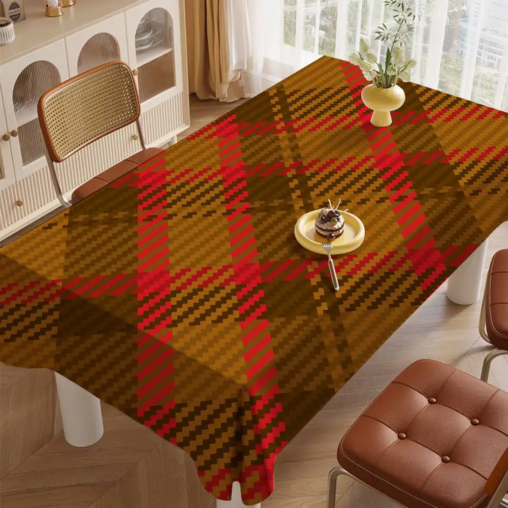 Tartan Print Summer Rectangle Tablecloth - Breathable For Lawn Parties, BBQs & Outdoor Meals