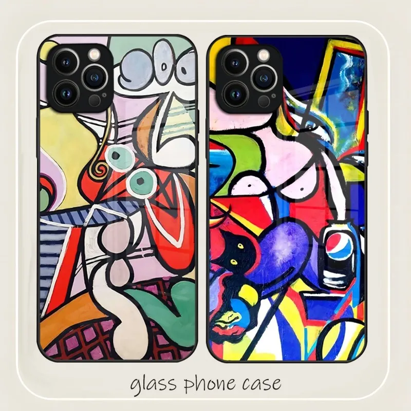 Picasso Abstract Art Phone Case For IPhone 12Pro 12 13 11 Pro Max Mini X XR XS Max 8 7 6s Plus SE 2020 Tempered Glass Cover