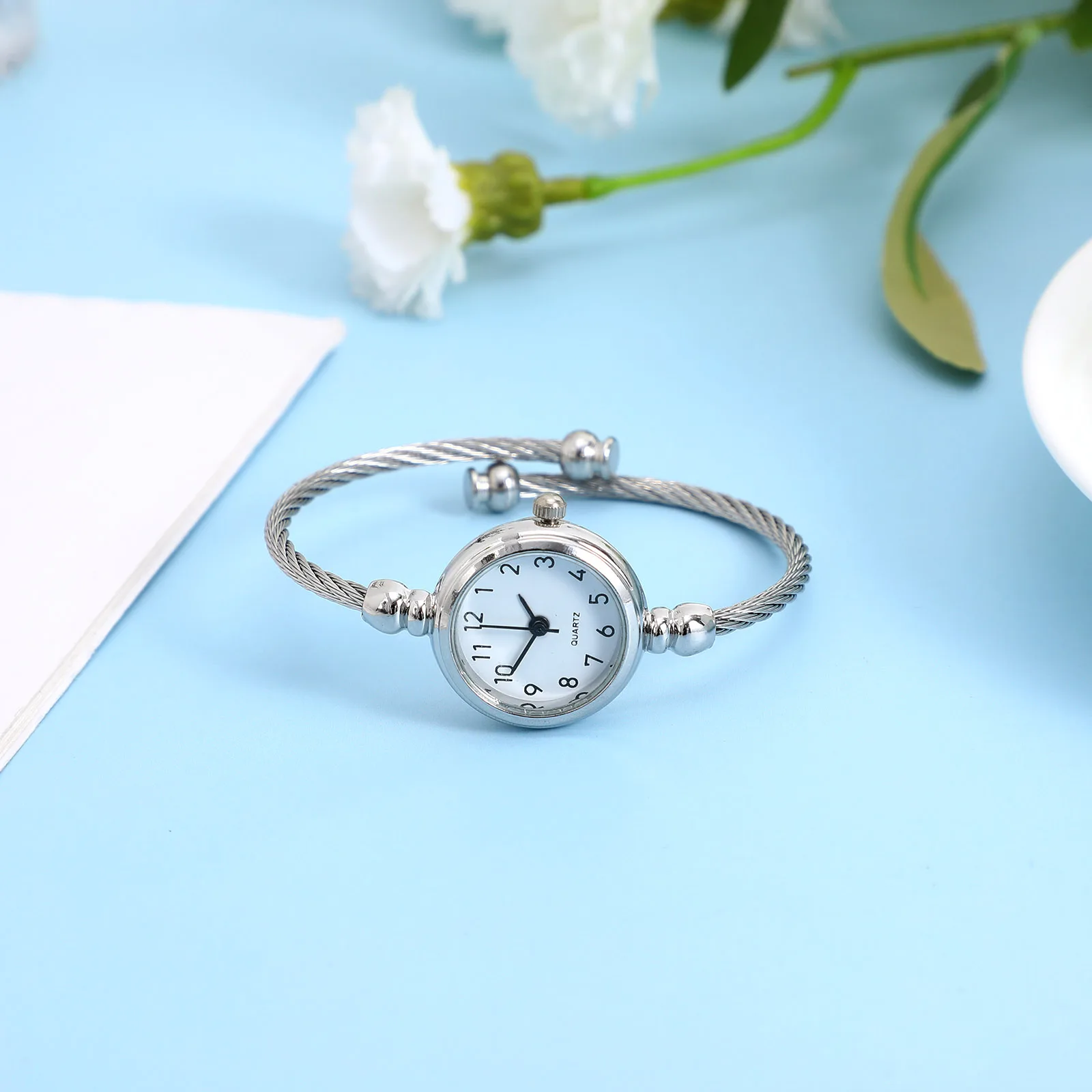 

Digital Watch Ladies Slim Cuff Bangle Watches Fashion Women Female Quartz Wrist Dainty Stretch Bracelet with for