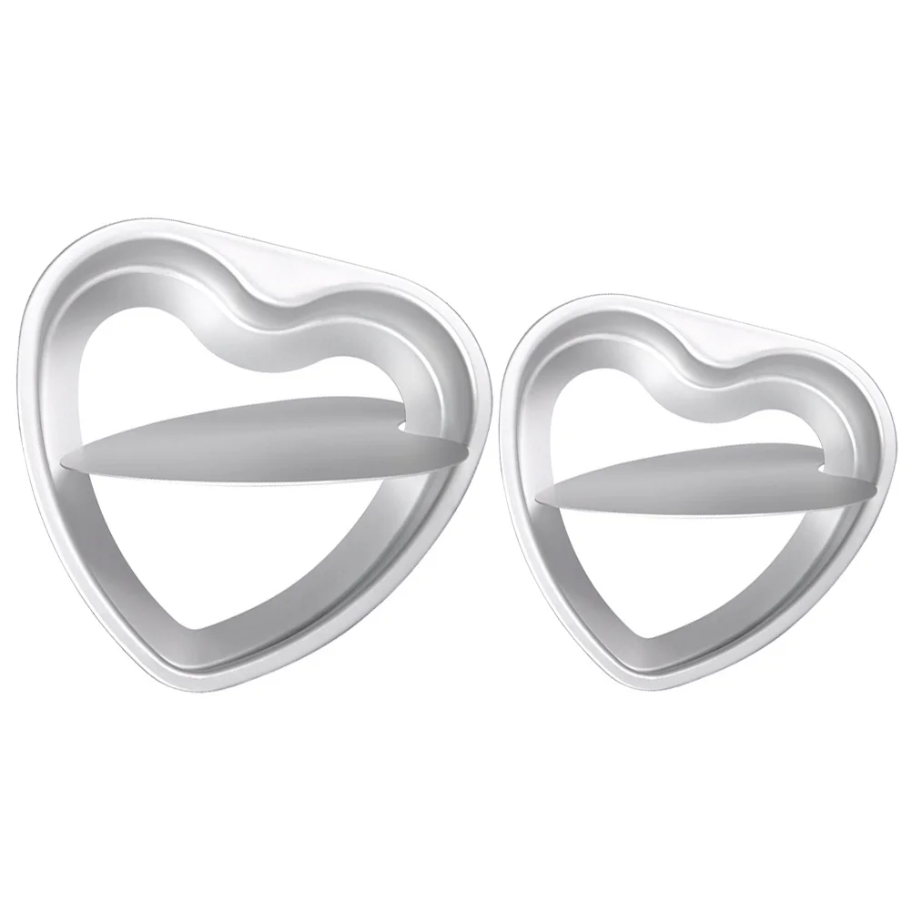 

2Pcs Heart Shaped Thick Aluminum Alloy Cake Pan Nonstick Removable Bottom Baking Mold Practical DIY Kitchen Cake Mold