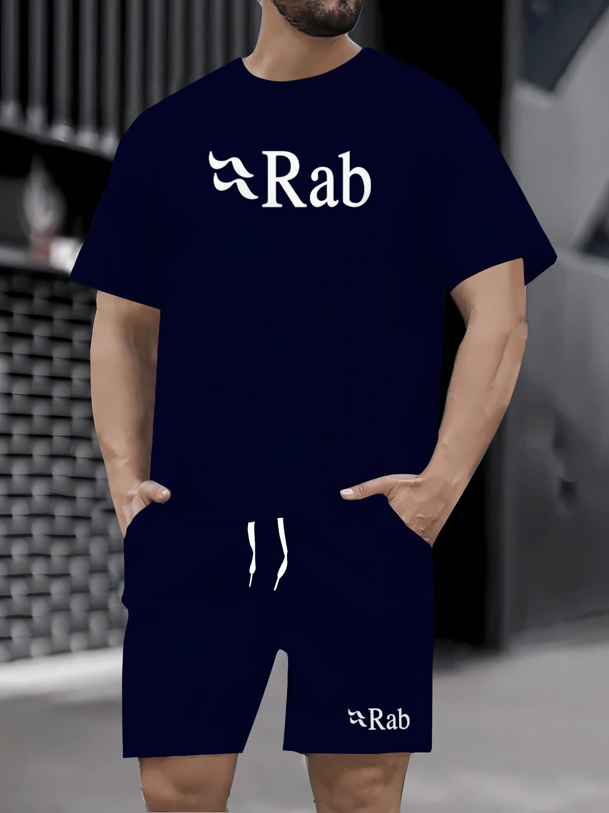 

Hot selling printed T-shirt and shorts set for summer of 2025, breathable, comfortable, fast drying, casual, sports and fashiona