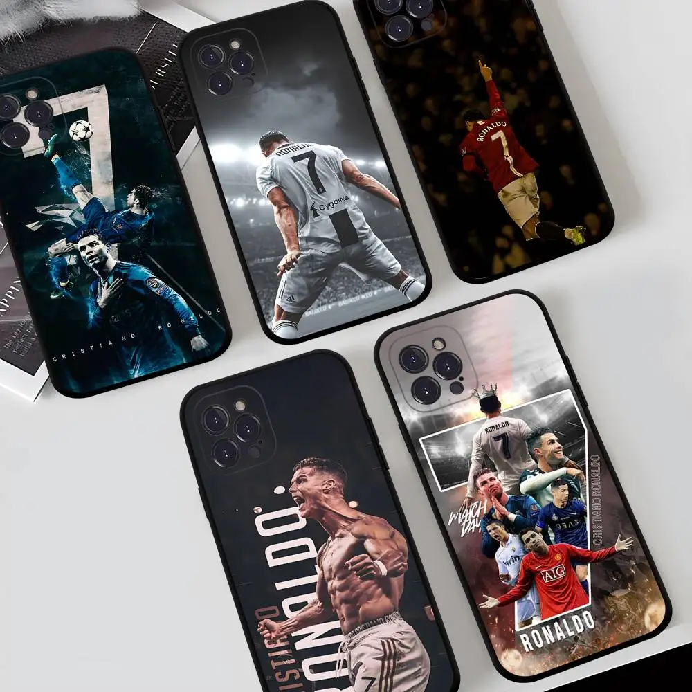 KK-15 CR7 R-Ronaldo Schwarze Silikon-Handyhülle für iPhone 17 Air 16 15 14 13 12 11 Pro Max Plus Rückseite TPU