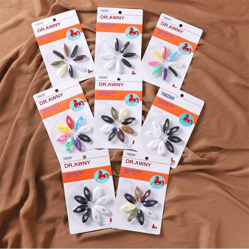 Plastic Color Safety Pin Veil Needle Silk Scarf Clip Scarf Buckle Anti-Exposure Brooch Blister Packaging Wholesale