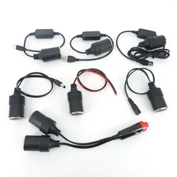 12v DC dual car Cigarette Lighter male female to DC 5.5x2.1 USB type c male female 5v connector Lighter socket charger A7