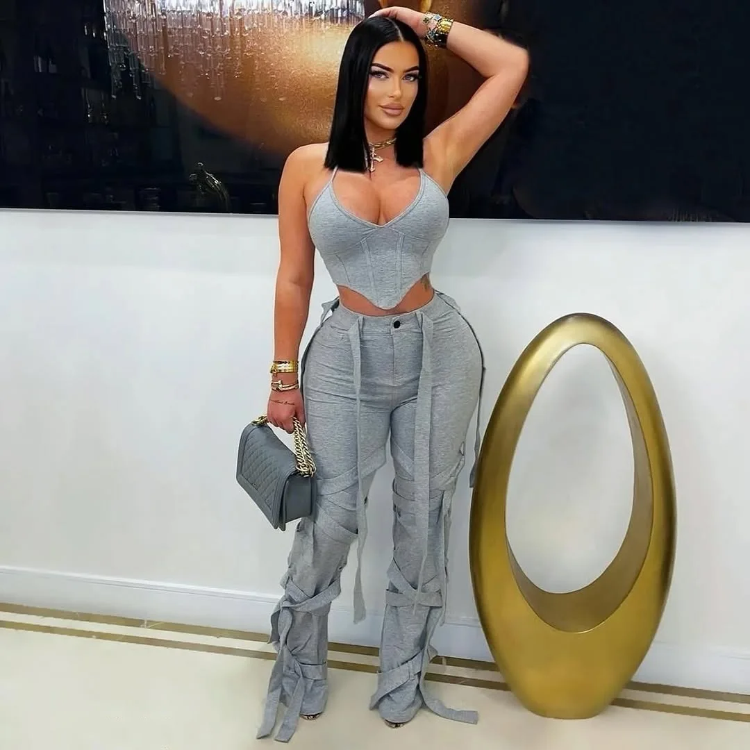 กางเกงขายาวผู้หญิงทรงตรงเอวกลาง ผ้าเรียบ มีกระเป๋า แต่งเชือกผูก กระดุม ซิปยาว  สไตล์ลำลอง สตรีทแวร์  ฤดูใบไม้ร่วง 2025