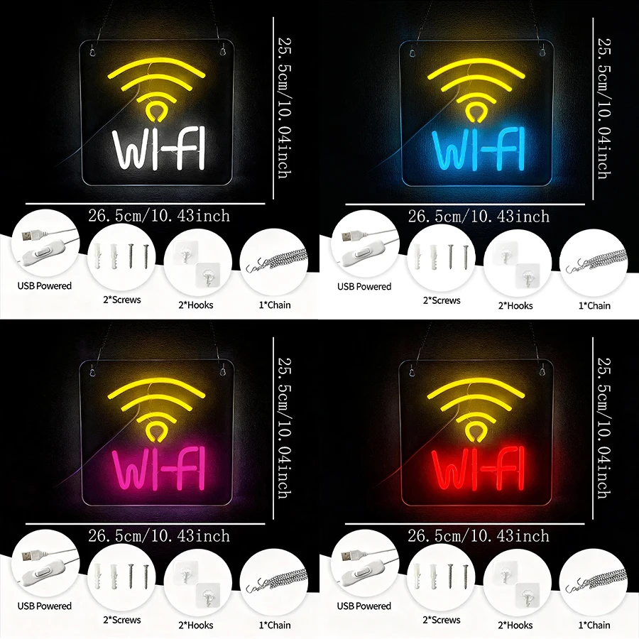 Multi-Color Wifi Neon Sign For Wall Decor,Light Up Sign For Living Room,Game Room,Restaurant,Hotel,Retail Store,Man Cave,Bar