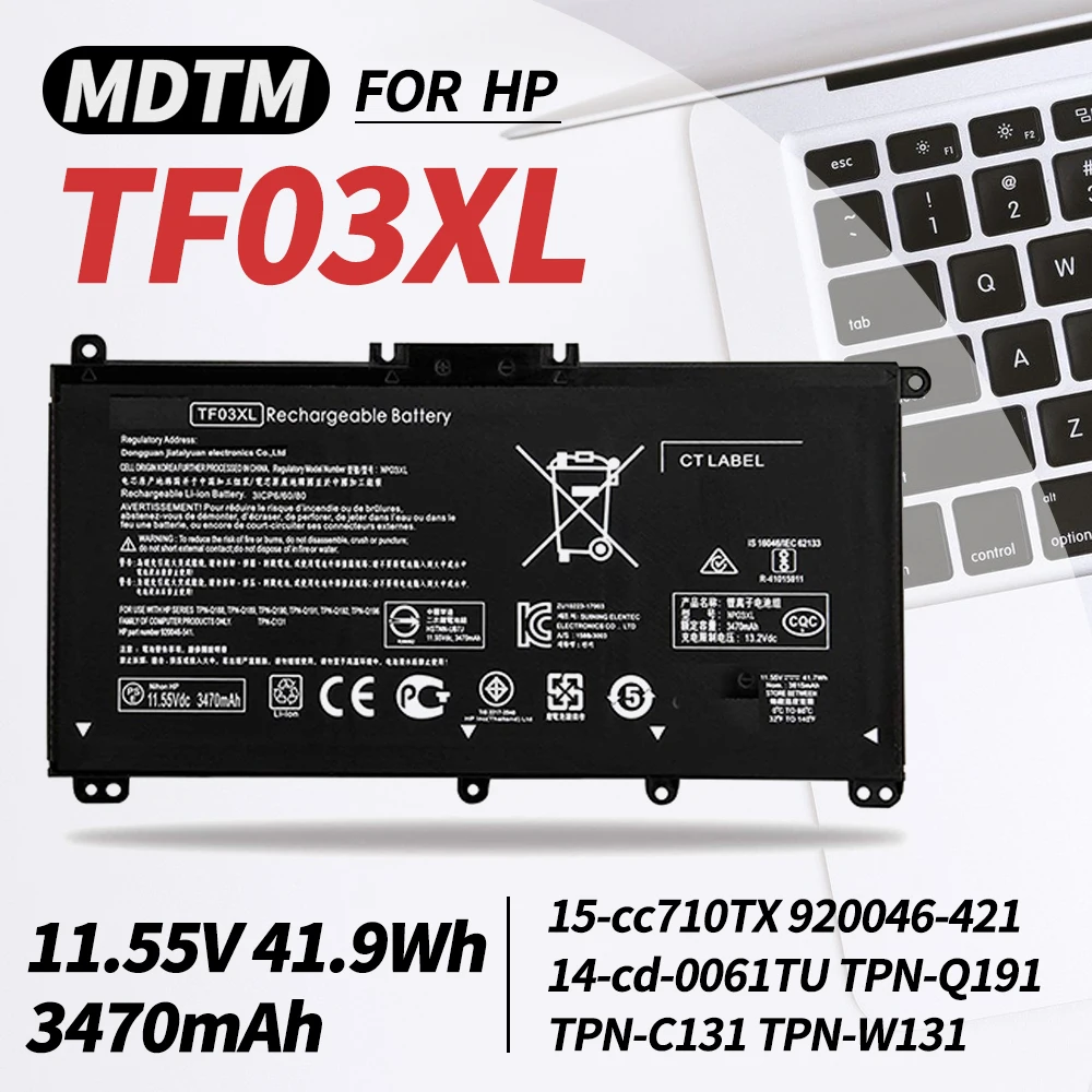 TF03XL Battery for HP X360 14-BF0XX 14-BK 14-CD Pavilion 15-CC 15-CC023CL 15-CD 15-DW 15-CK 15-CK0XX 15T-CS 17-AR 17-AR007CA