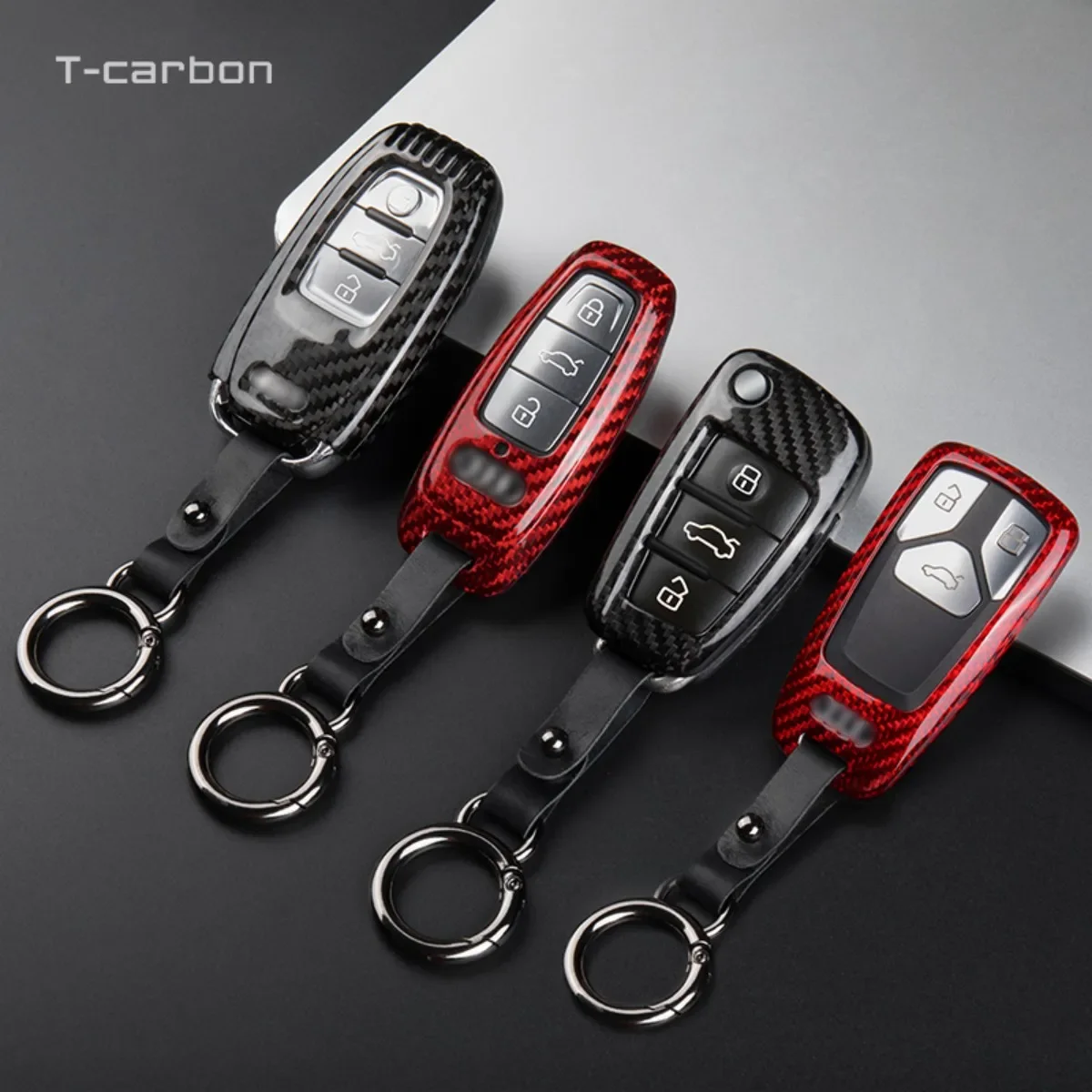 

Carbon Fiber Car Key Case Cover Fit For Audi A4 A6 A7 TT S5 Q3 T-carbon Key Cover Auto Accessories