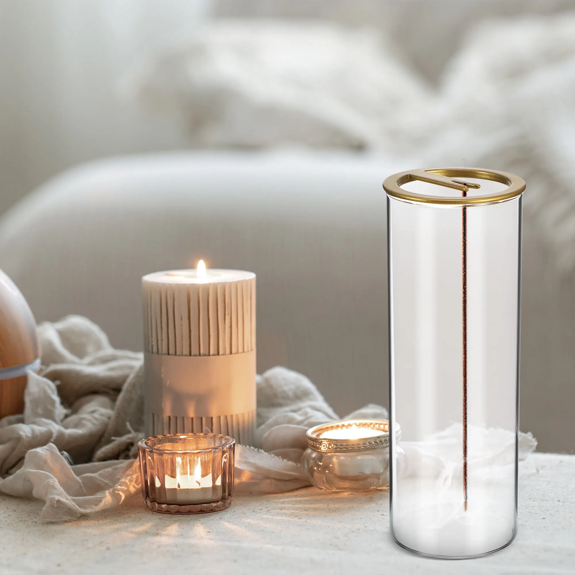 2Pcs Glass Incense Burner Upside Down Incense Holder Anti-Ash Stick Holder for Spa Home Yoga Decor Removable Ash Container