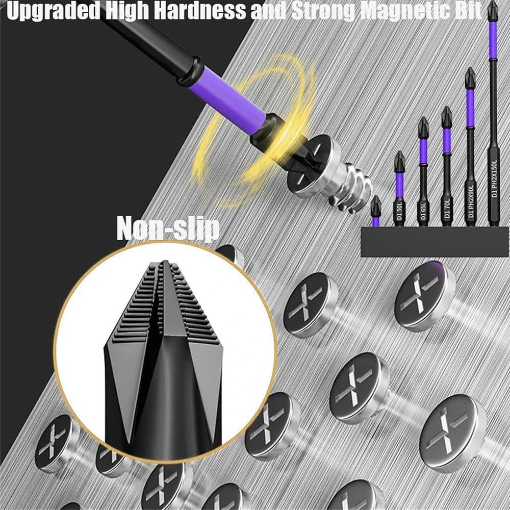 Magnetic Screwdriver Bits 12 Pcs – Non-slip Shockproof Phillips Impact Hex Shank Alloy Steel Suitable Power Tools HH-AA242