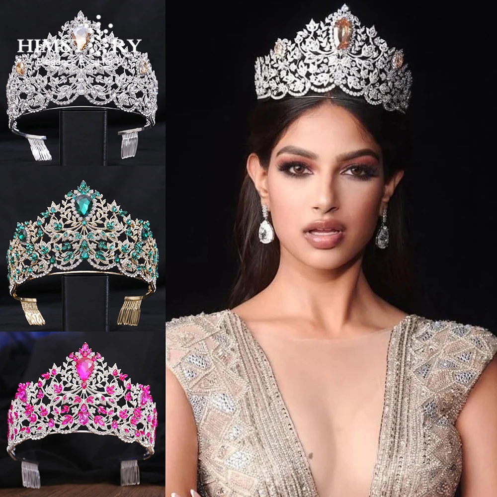 HIMSTORY Design Miss Universe “Power of Unity”  Hair Crown Replica Tiara Large Comb Bridal Wedding Party Big Hairwear