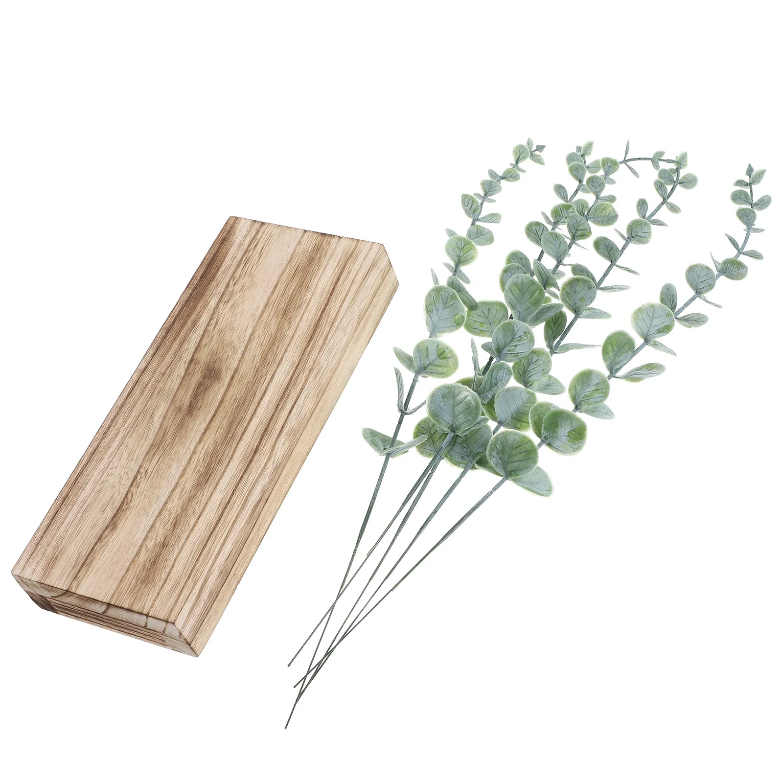 Wood Wall Planter Vase Artificial Eucalyptus Farmhouse Wall Hanging Decor Indoor Pocket Planter Greenery Plants for Living Room - view 2