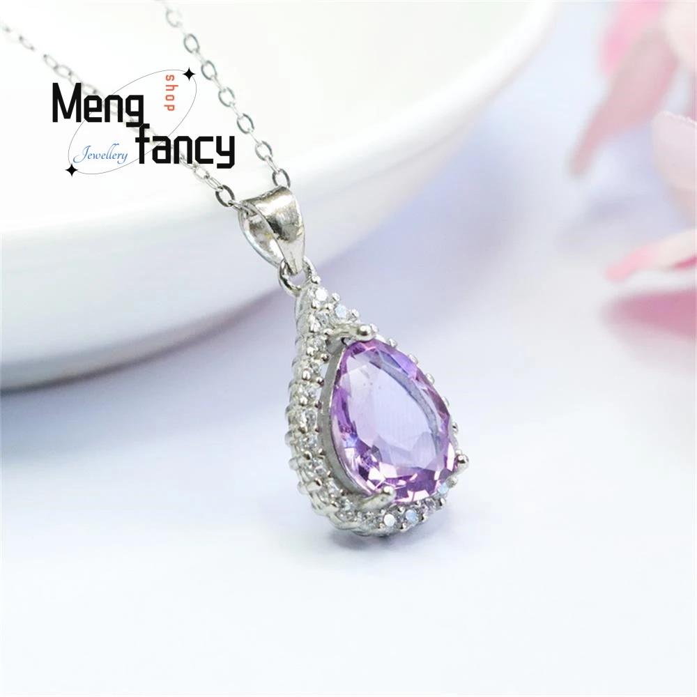 S925 Silver Natural Amethyst Water Drops Pendant Light Luxury Coloured  Exquisite Elegant Charm High-grade Treasure Fine Jewelry