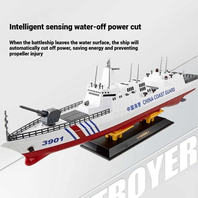 

New Rc Remote Control Electric Coast Guard Destroyer Simulation Military Model Real Launch Water Cannon Can Launch Ship Toy Gift
