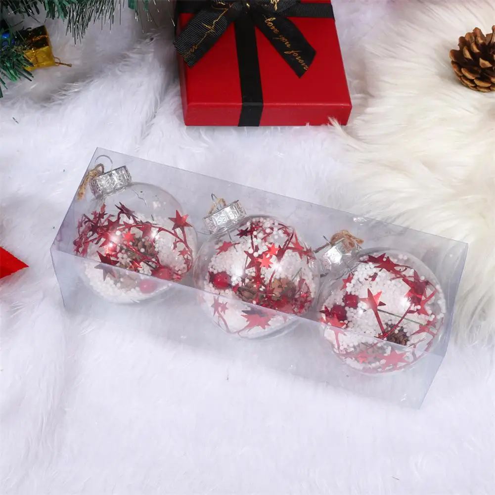 Stylish Christmas Decor Pet Material Ornaments Sparkling Sequin Christmas Ball Ornaments Set for Festive Home Decor 3 for Store