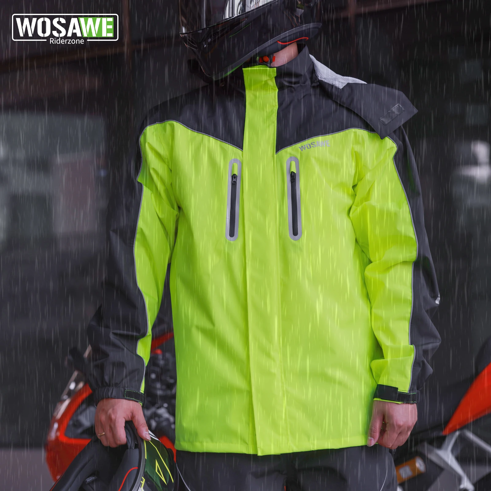 

WOSAWE Motorcycle Raincoat Men Women Cycling Waterproof Jackets Hiking Camping Fishing Motorbike Moto Rain Coat with folding bag