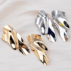 Exaggerate Irregular Geometry Big Drop Earrings for Women Vintage European Simple Long Dangle Earrings Trendy Metal Jewelry Gift