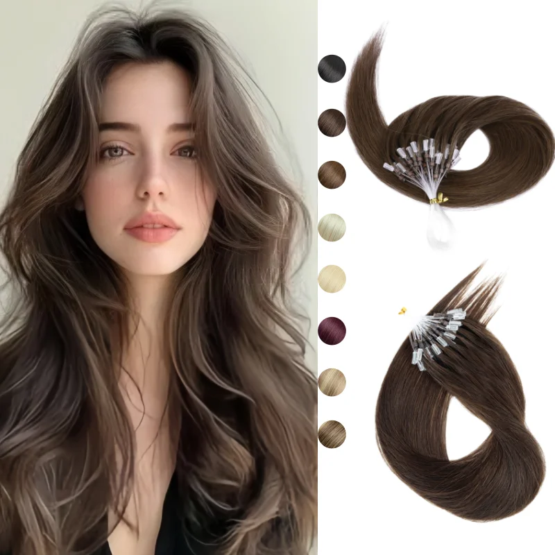 

Microlink Human Hair Micro Loop Extensions Pre Looped 50 Strands Microwaveable Hair Suitable For Women With Fine Thinning Hair
