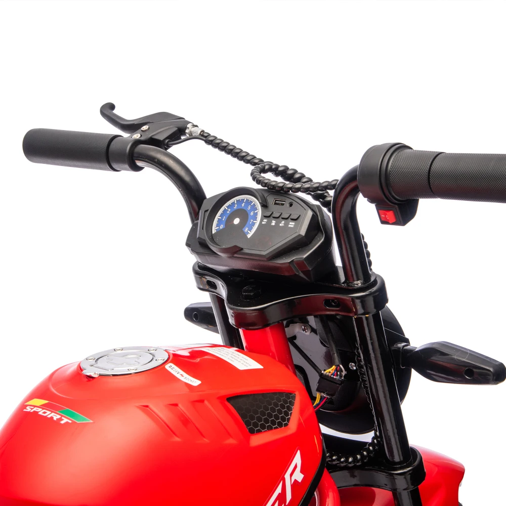 Moto jouet électrique pour enfants, 24V, 300W, moteur de moyeu à grande vitesse, roues larges de 14 pouces, poignée torsadée, vitesse d'accélérateur jusqu'à 11.18MPH