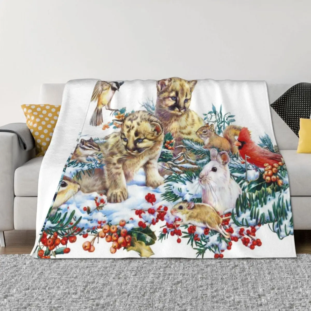 

Winter Critters Throw Blanket Picnic Cute Quilt Flannels Blankets