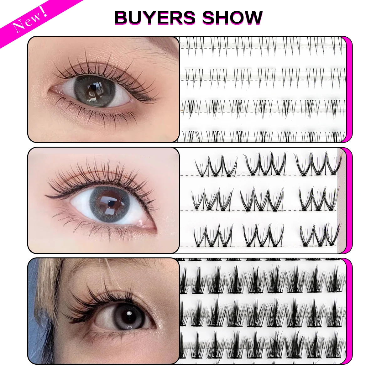 Individual Lashes 3/10 Rows Natural Eyelash Extension 7-9mm DIY Mixed False Eyelashes Grafting Eyelash Professional Makeup Tools