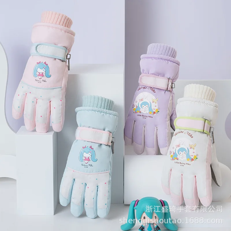

For Hatsune Miku Kawaii Children Ski Gloves Anime High Quality Winter Warm Glove Waterproof Thicken Mittens Christmas Gifts