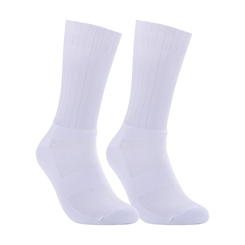 AliExpress NONE Professional Cycling & Running Socks, Anti-Slip Silicone Grip, Breathable Thin Mid-Calf Style, Unisex White, Summer-Ready