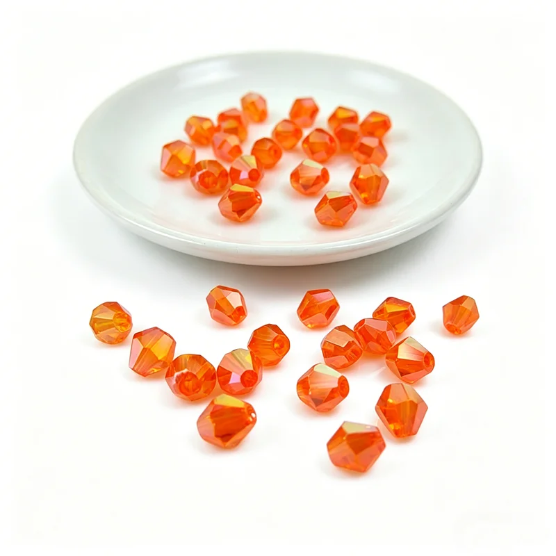 AB Orange 3mm 4mm 6mm 8mm Bicone Glass Crystal Beads DIY Jewelry Accessories Loose beads