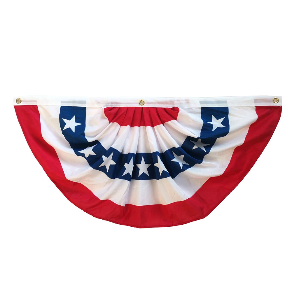 USA Flags Pleated Fan Flag Patriotic Bunting 45x90cm/90x180cm Red White And Blue Buntings Decoration July Fourth Outside Decor