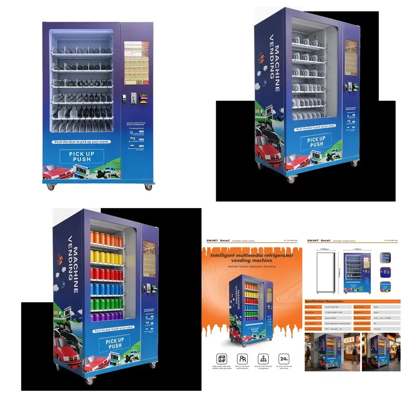 High Volume Retail Vending Kiosk 300-600 Pcs Capacity Adjustable Shelves Transparent Display for Mall